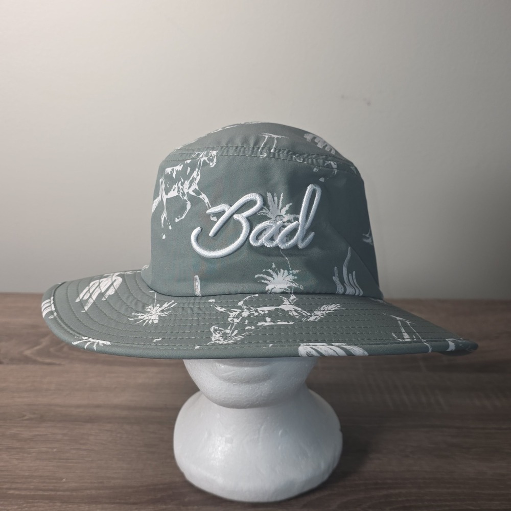Bad Birdie Desert Horse Print Bucket Hat Sage Green Embroidered Logo S/M
